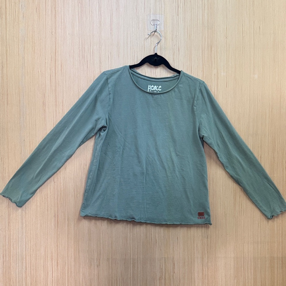 Peace Love World Olive Long Sleeve Top